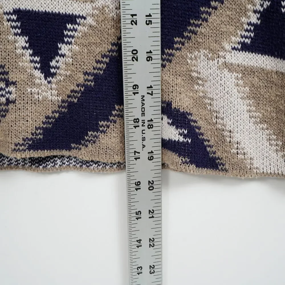 Free People Cyprus Geometric Sweater Vest XS Oversized Boho Knit Pullover